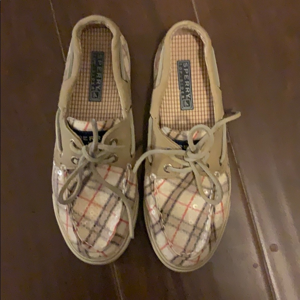 Plaid sequin Sperry topsider